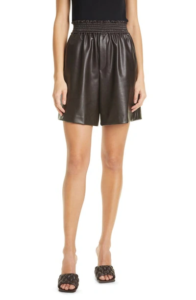 Shop A.l.c Kaleb Faux Leather Shorts In Carob