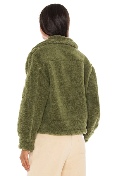 Shop Alpha Industries Cropped Sherpa Utility Jacket In Sage & Emergency Orange