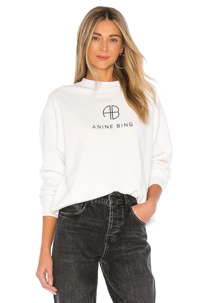 Shop Anine Bing Ramona Monogram Sweatshirt In White