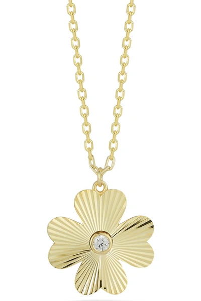 Shop Sphera Milano Gold Vermeil Cz Clover Necklace In Yellow Gold