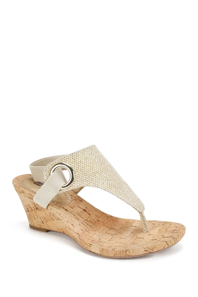 Shop White Mountain Footwear Aida Cork Wedge Sandal In Gold/glitter