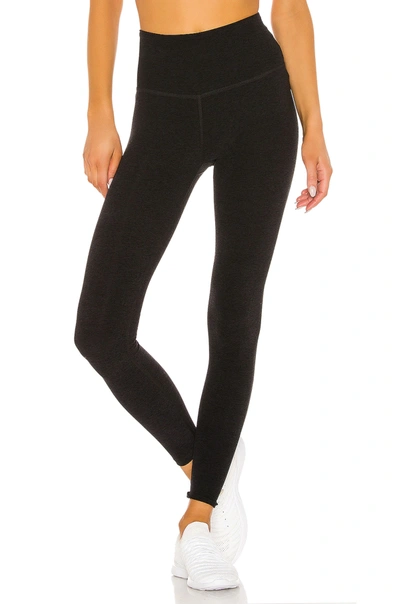 Beyond Yoga Caught In The Midi High-waist Space-dye Leggings In Darkest Night