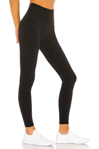 Beyond Yoga Caught In The Midi High-waist Space-dye Leggings In Darkest Night