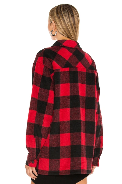 Shop Lamarque X Revolve Storm Plaid Shirt Jacket In Black & Red