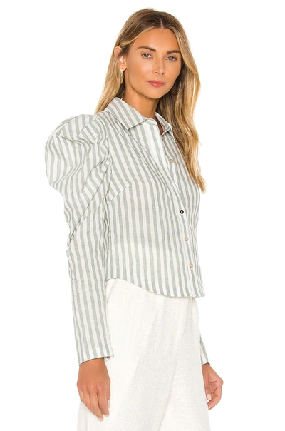 Shop L'academie The Lennox Top In Green & White Stripe