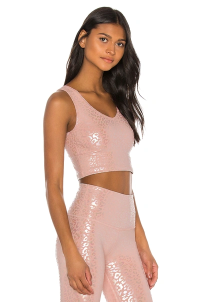Shop Beyond Yoga Back Flip Cropped Tank In Tinted Rose & Iridescent Clear Leopard
