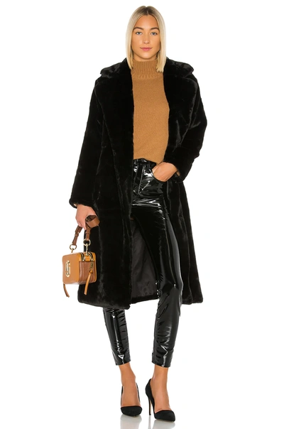 Shop Apparis Mona Faux Fur Coat In Noir