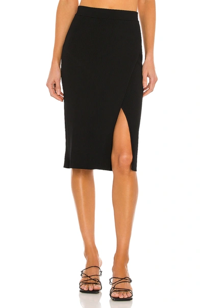 Shop Jonathan Simkhai Deep Rib Wrap Skirt In Black