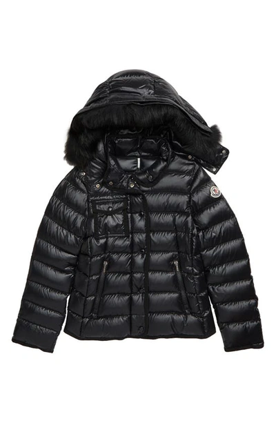 Shop Moncler New Armoise Hooded Down Jacket With Genuine Fox Fur Trim In Black