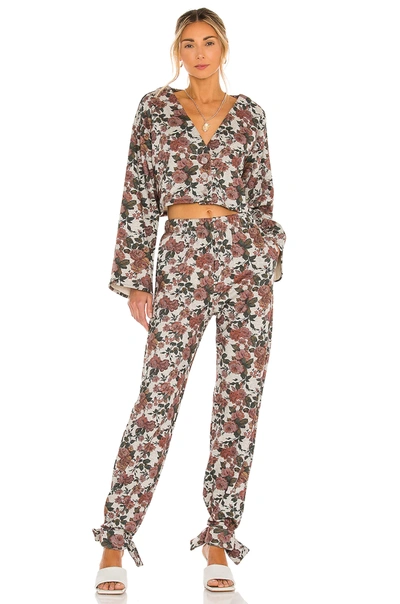 Shop Lovers & Friends Tie Ankle Sweatpant In Red Victorian Floral