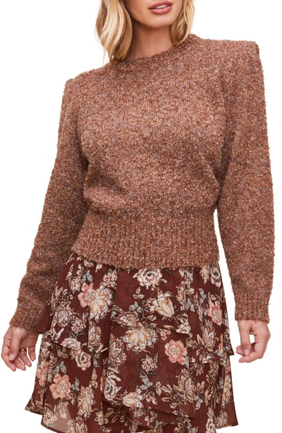 Shop Astr Caroline Boucle Sweater In Caramel Multi