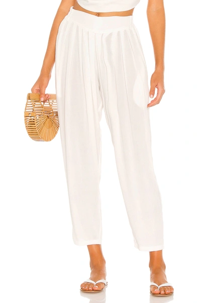 Shop Indah Tanah Solid 80s Pleated Trouser In Ivory