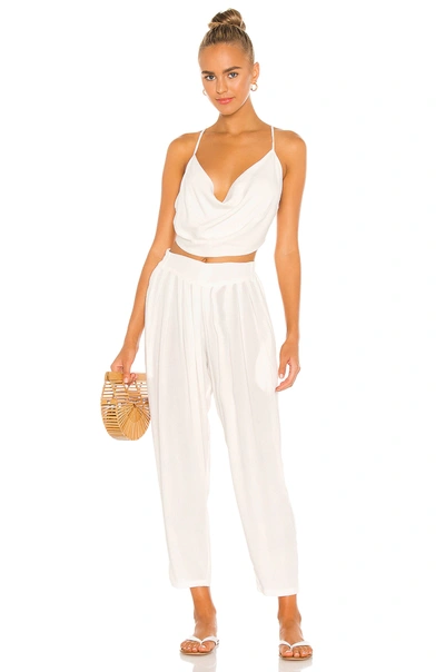 Shop Indah Tanah Solid 80s Pleated Trouser In Ivory
