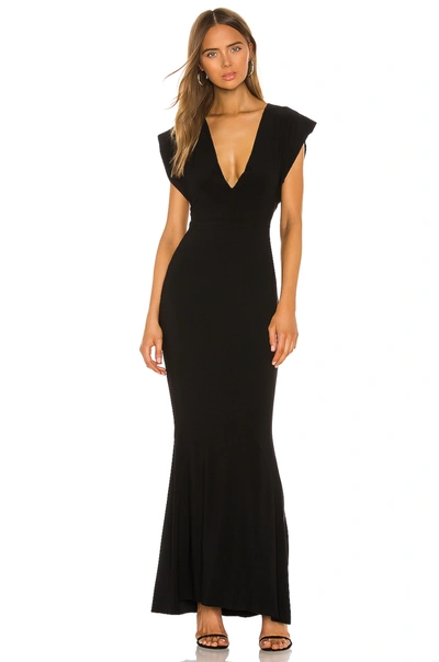 Shop Norma Kamali X Revolve V Neck Rectangle Gown In Black