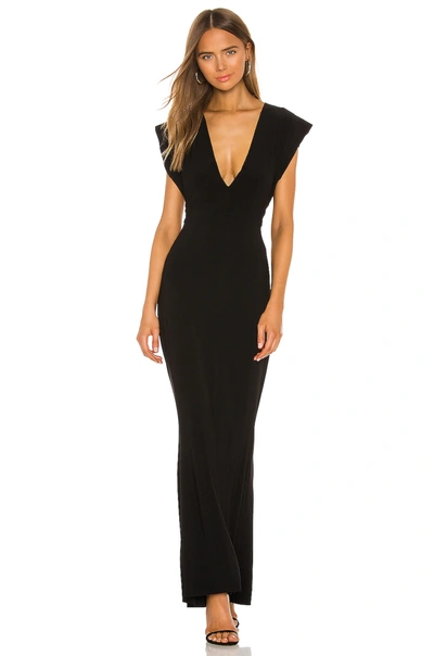 Norma Kamali X Revolve V Neck Rectangle Gown In Black