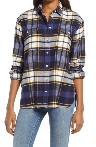 Shop Madewell Madwell" Flannel Flap-pocket Oversized Ex-boyfriend Shirt In Coltrane Plaid In Blues Plaid