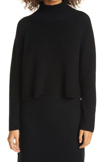 Shop Eileen Fisher Merino Wool Crop Turtleneck Sweater In Black