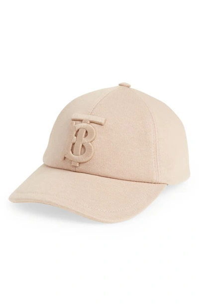 Shop Burberry Tb Monogram Embroidered Jersey Baseball Cap In Soft Fawn