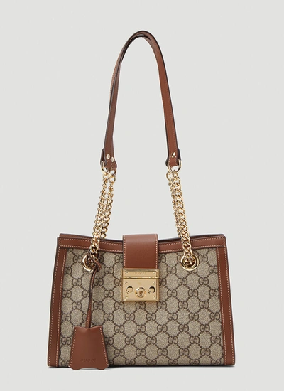 Shop Gucci Padlock Gg Small Shoulder Bag In Beige
