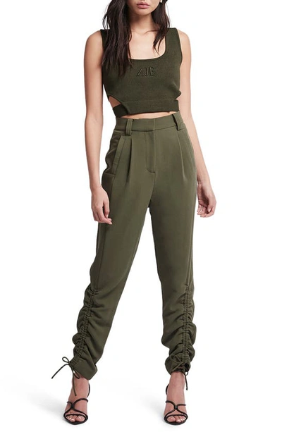 Shop Aje Interlace High Waist Pants In Olive