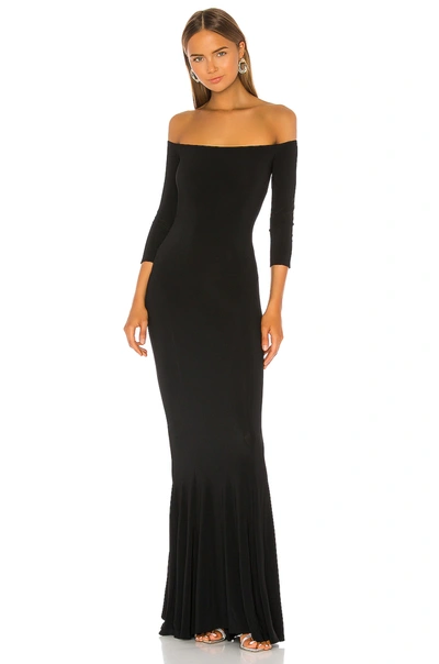 Shop Norma Kamali Off The Shoulder Fishtail Gown In Black