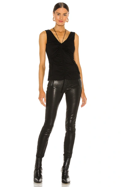 Shop Helmut Lang Scala Ruched Top In Basalt Black