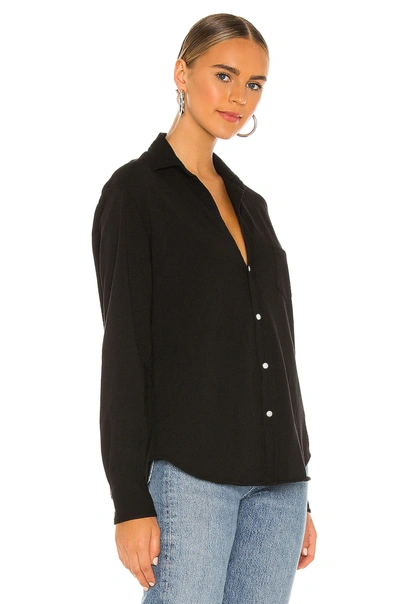 Frank & Eileen Barry Long-sleeve Button-down Frayed-hem Shirt In Black