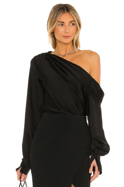 Shop Jonathan Simkhai Alice One Shoulder Top In Black