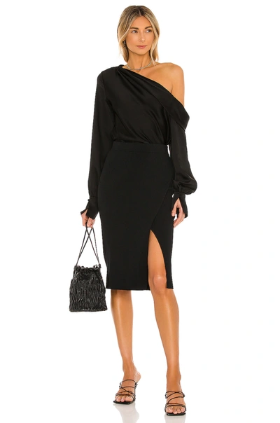 Simkhai Smikhai Alice Draped One Shoulder Top In Black