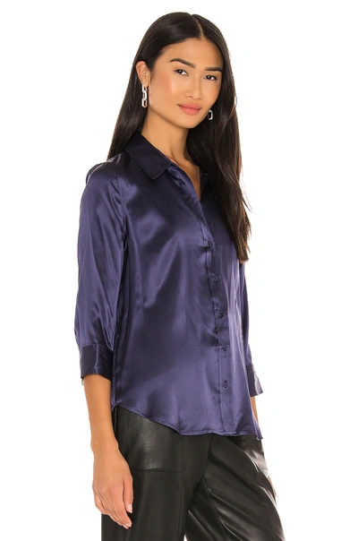 Shop L Agence Dani 3/4 Sleeve Blouse In Medieval Blue