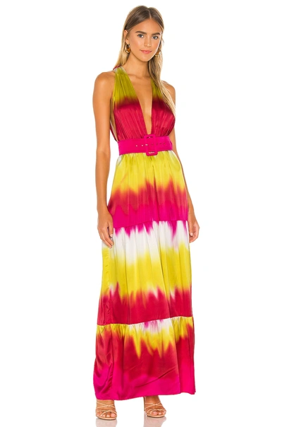 Shop Lovers & Friends Lauren Maxi Dress In Pink & Yellow Tie Dye