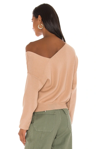 Line & Dot Favorite Off Shoulder Sweater In Taupe