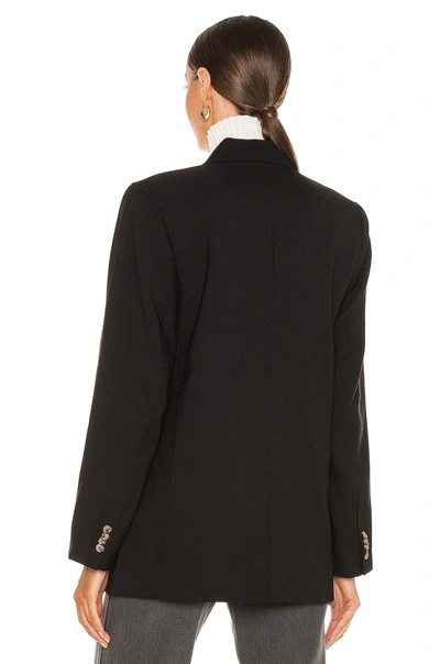 Anine Bing Kaia Double-breasted Grain De Poudre Blazer In Black