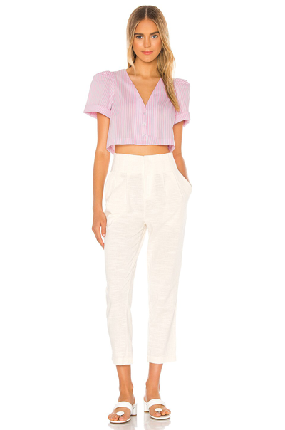 Shop L'academie The Lyla Top In Pink & White Stripe