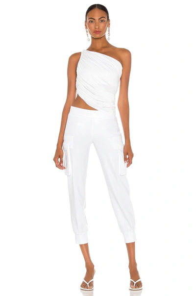 Shop Norma Kamali Cargo Jog Pant In White Foil