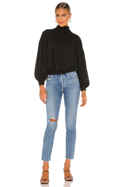 Shop 1.state Smocked Neck Blouse In Rich Black
