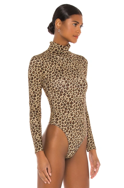 Shop Lovers & Friends Turtleneck Bodysuit In Tan Leopard
