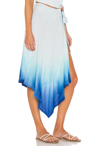 Shop Indah X Revolve Selena Wrap Skirt In Blue Fade