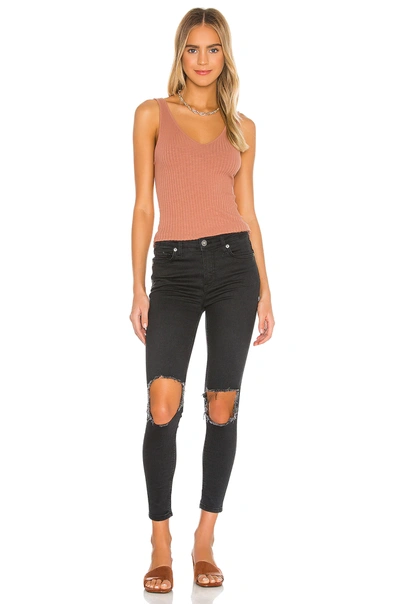 Shop Free People High Rise Busted Skinny Jean In Carbon