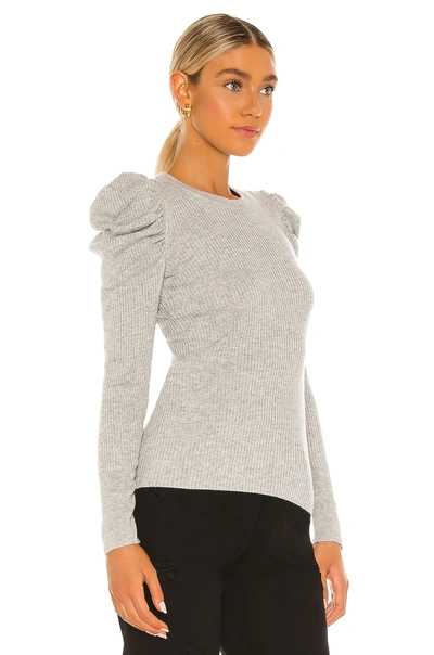 Shop 7 For All Mankind Long Sleeve Puff Shoulder Crewneck In Heather Grey