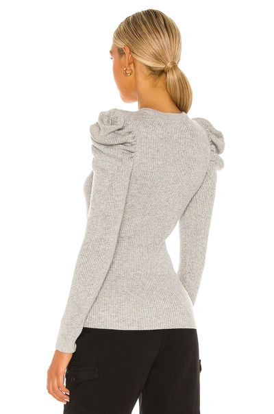 Shop 7 For All Mankind Long Sleeve Puff Shoulder Crewneck In Heather Grey