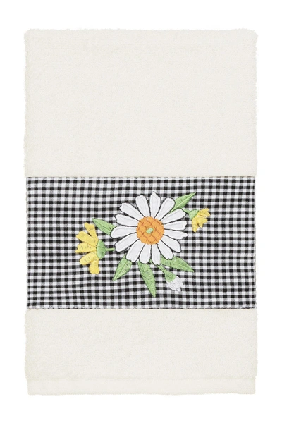 Shop Linum Home Daisy Embellished Hand Towel In Cream