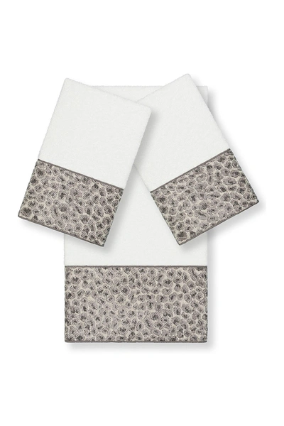 Linum Home Spots 3-piece Embellished Towel In White