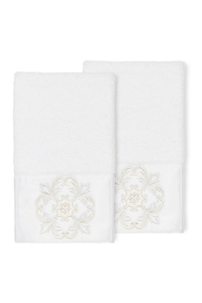 Linum Home Alyssa Embellished Hand Towel In White