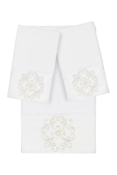 Linum Home Alyssa 3-piece Embellished Towel In White
