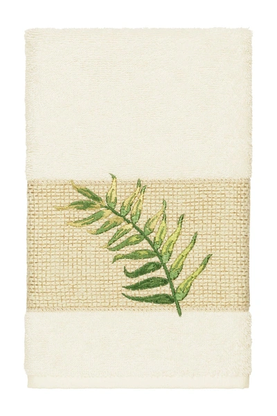 Linum Home Zoe Embroidered Turkish Cotton Hand Towel Bedding In Cream