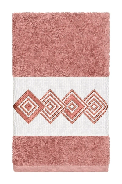 Linum Home Noah Embellished Hand Towel In Tea Rose