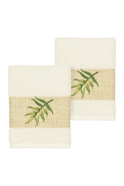Linum Home Zoe Embellished Washcloth In Cream