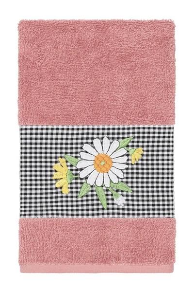 Shop Linum Home Daisy Embellished Hand Towel In Tea Rose