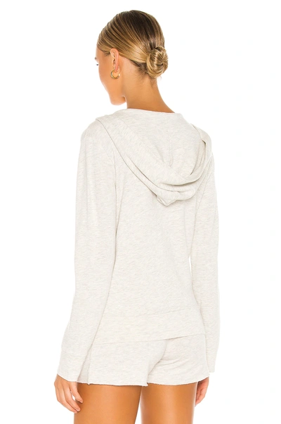 Monrow Gathered Back Zip Up Hoodie In Ash